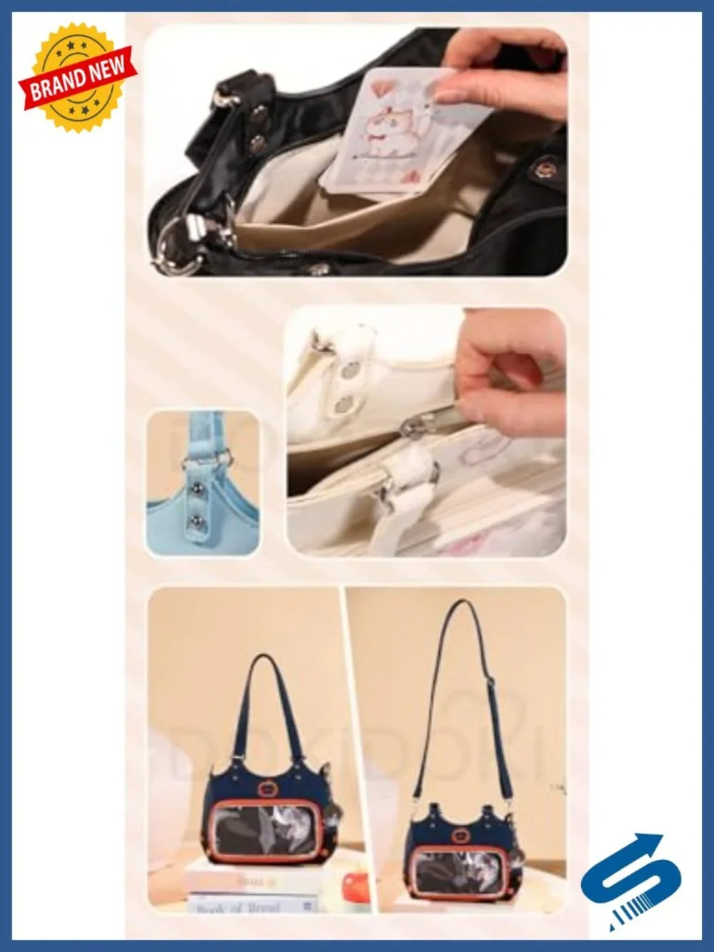 Cosplay Itabag Crossbody Bag Waterproof Fabric with Transparent Display Window